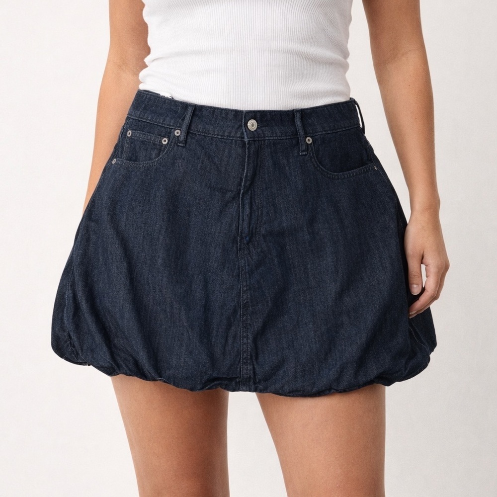 American Eagle Blue Denim Button-Front Skirt